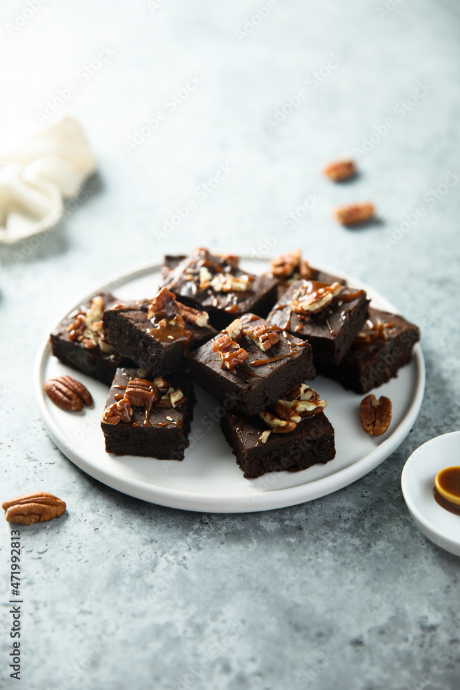 Homemade brownie with pecan nuts Homemade brownie with pecan nuts