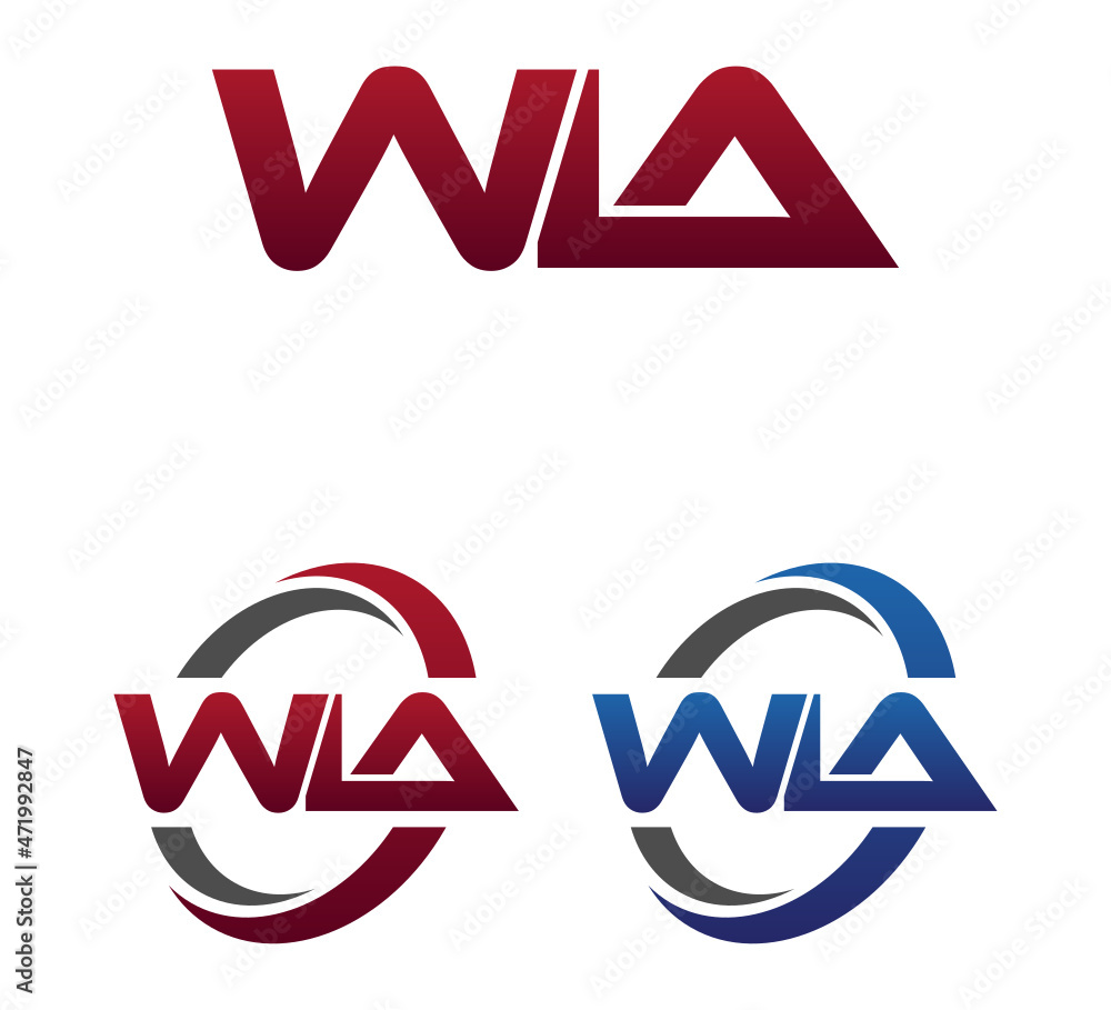 Modern 3 Letters Initial logo Vector Swoosh Red Blue WLA Modern 3 Letters Initial logo Vector Swoosh Red Blue WLA