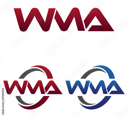 Modern 3 Letters Initial logo Vector Swoosh Red Blue WMA
