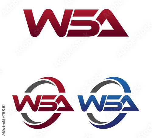 Modern 3 Letters Initial logo Vector Swoosh Red Blue WSA photo