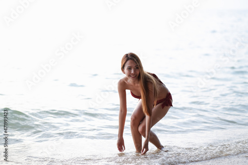 portrait asia woman sexy bikini in seaside happy life on summer season © u photostock