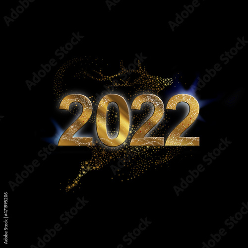 llustration of a flying gold reindeer for 2022