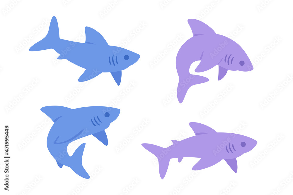Cartoon shark sketch line icon. Сute animals set of icons. Cartoon shark sketch line icon. Сute animals set of icons.