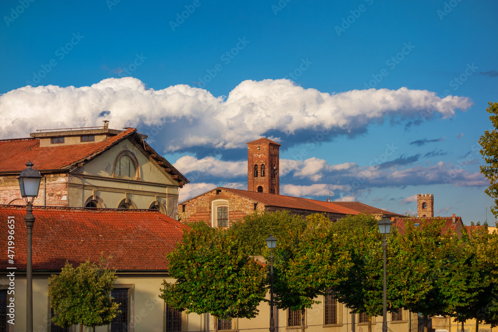 Lucca charming historical center with medieval towers