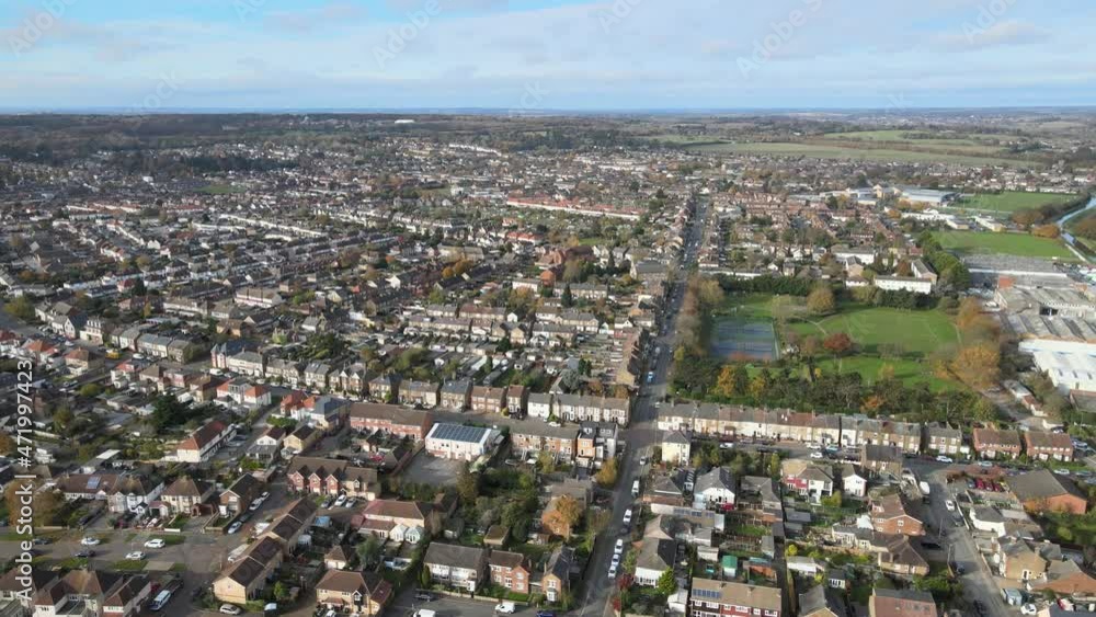 streets and roads houses in Hoddesdon Hertfordshire UK Aerial Drone view, streets and roads houses in Hoddesdon Hertfordshire UK Aerial Drone view,