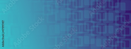 Abstract background banner illustration of overlappying transparent squares in blue with space for text