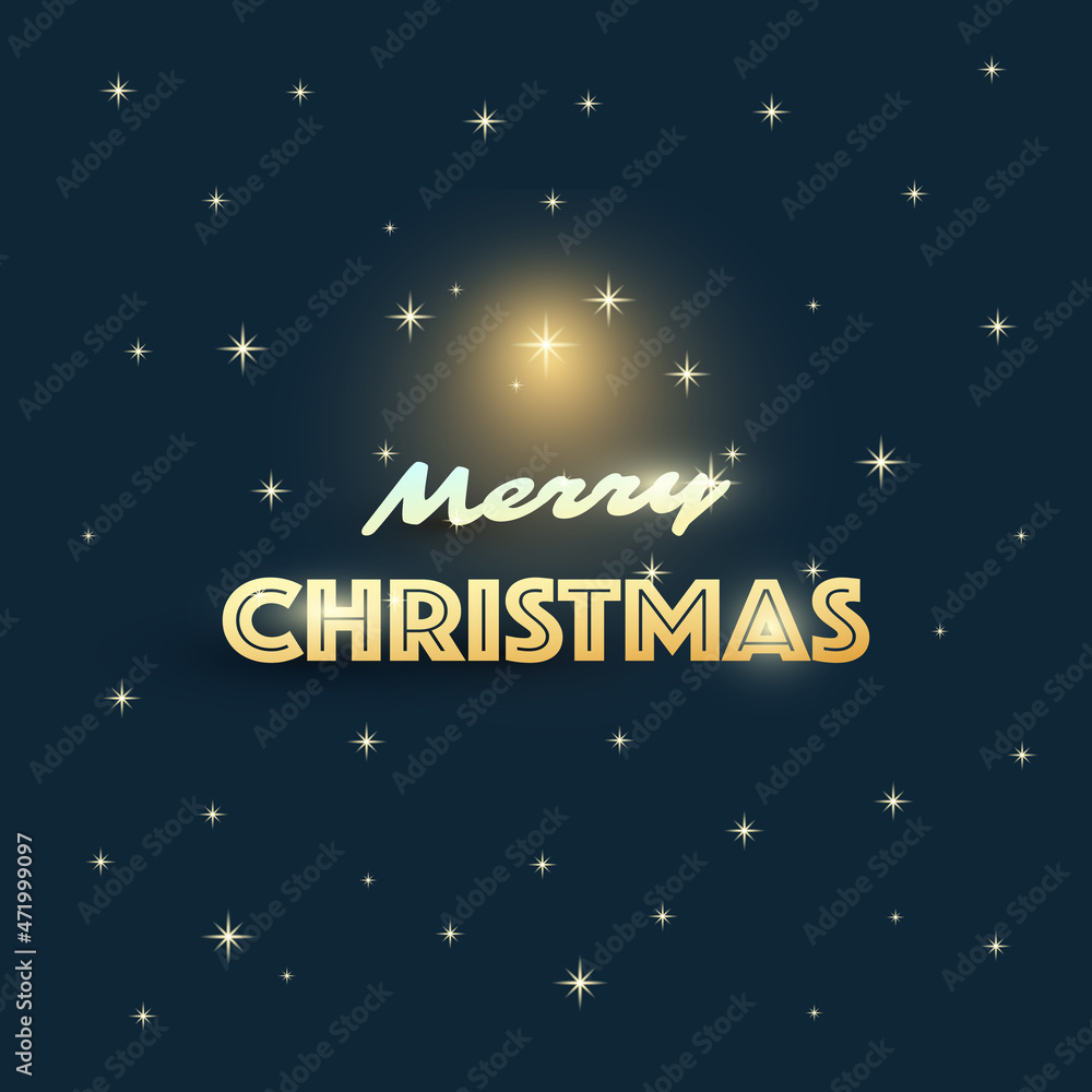 Merry Christmas, Happy Holidays Greeting Card with Dark Starry Sky - Vector Design Merry Christmas, Happy Holidays Greeting Card with Dark Starry Sky - Vector Design