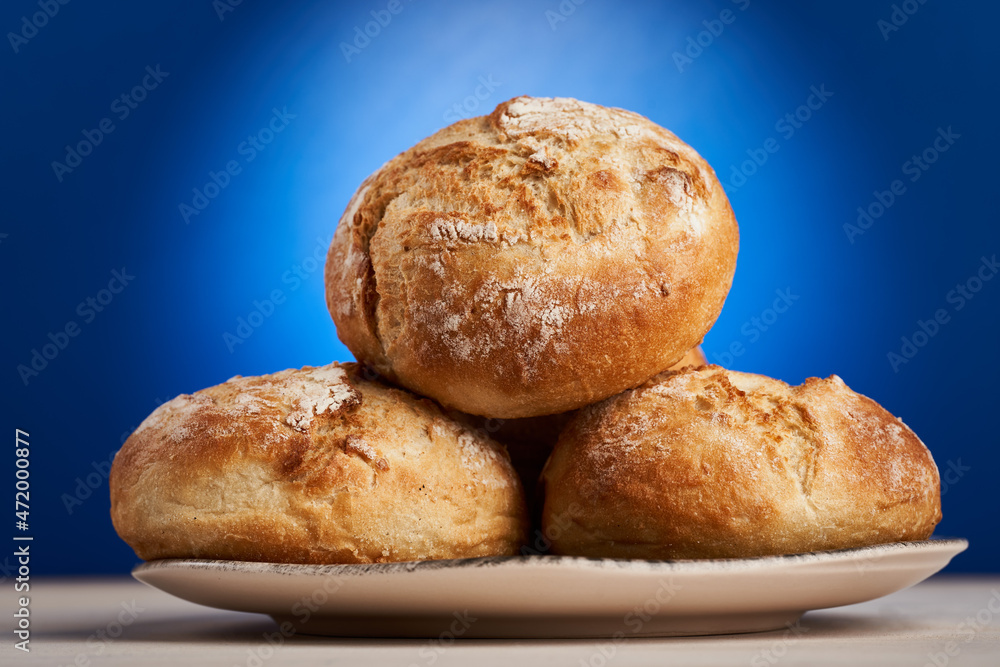 Bread buns on a plate