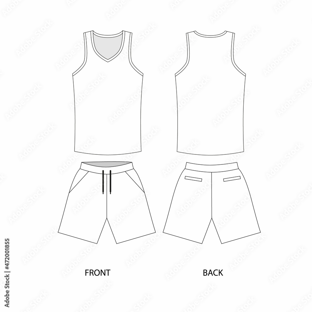 Vector illustration of a basketball shorts and jersey set. Shorts