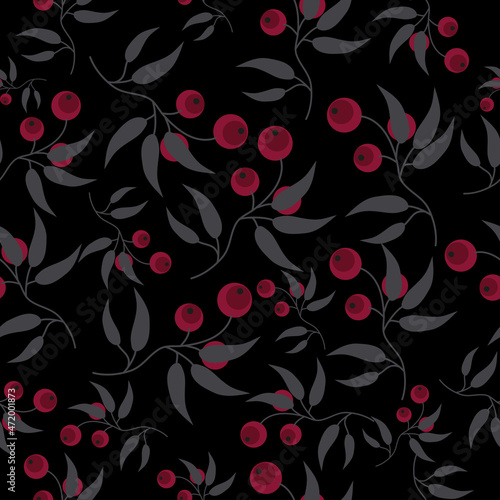 New Year's pattern. Christmas mood. Holly. New Year's winter berries. Pajamas. Design for textiles, wallpaper, mugs. Gift wrapping. An idea for a gift. Happy New Year and Merry Christmas.