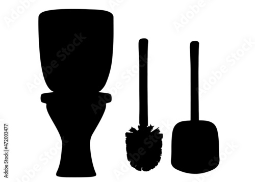 Toilet bowl and toilet brush. Vector image. photo