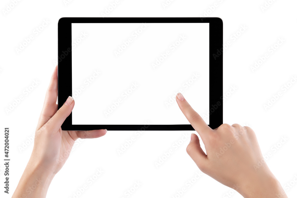 Female hands holding digital tablet Female hands holding digital tablet