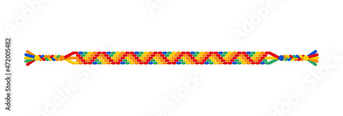 Vector rainbow lgbt triangle hippie friendship bracelet of threads.