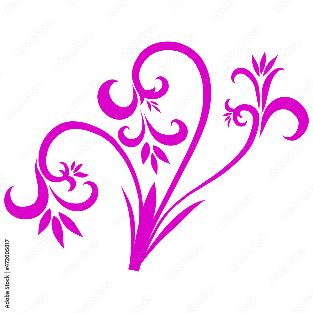 flower from curls, purple graceful pattern on a white background flower from curls, purple graceful pattern on a white background