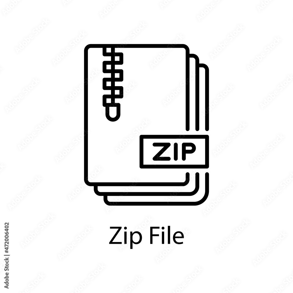 Zip File vector outline Icon Design illustration. Web And Mobile Application Symbol on White background EPS 10 File Zip File vector outline Icon Design illustration. Web And Mobile Application Symbol on White background EPS 10 File