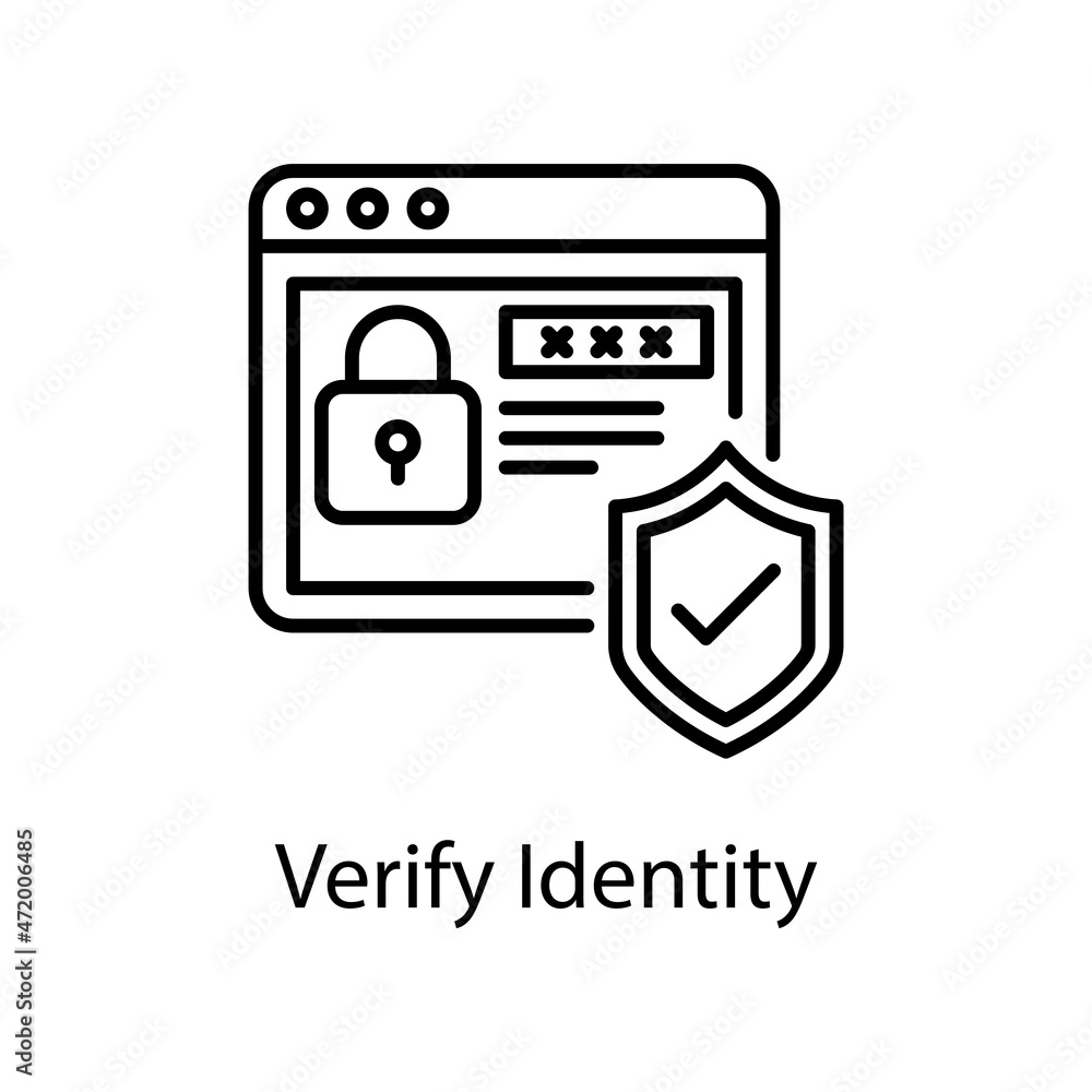 Verify Identity vector outline Icon Design illustration. Web And Mobile Application Symbol on White background EPS 10 File Verify Identity vector outline Icon Design illustration. Web And Mobile Application Symbol on White background EPS 10 File