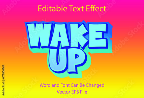 blue text effect eps wake up