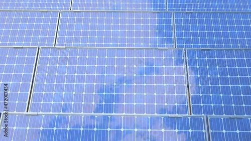 3D rendering video footage of a solar panels field