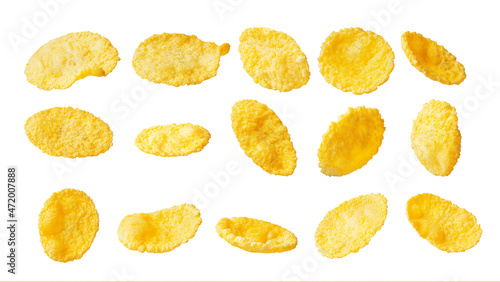 corn flakes set isolate different sides
