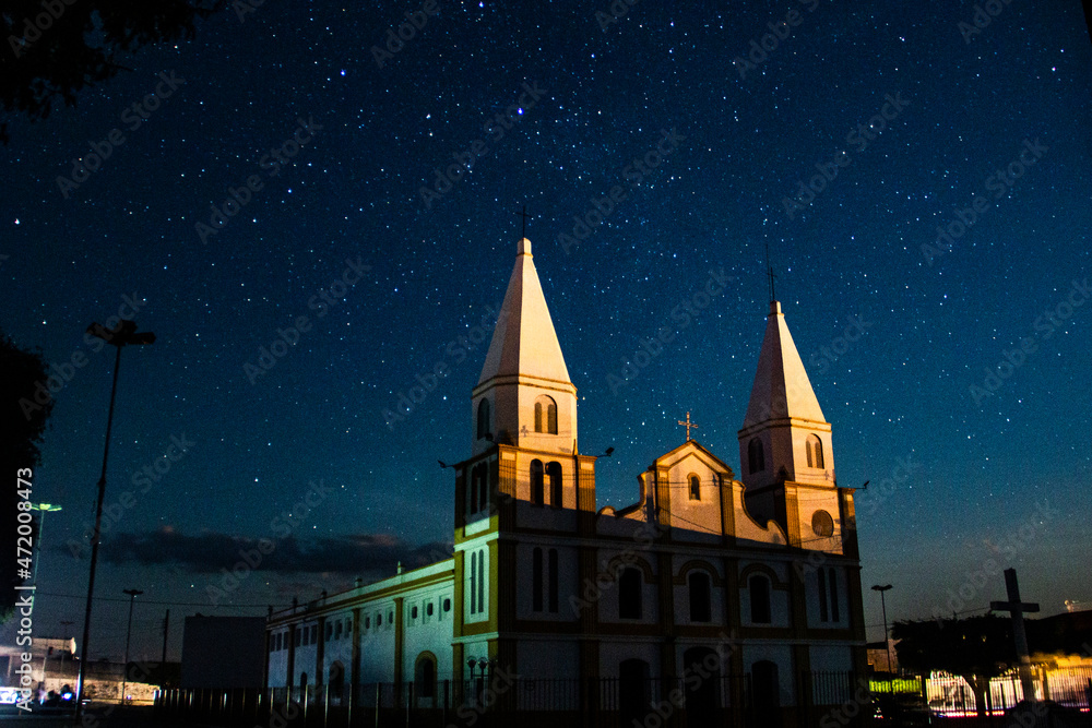 Igreja de Uauá Bahia, céu estrelado. 