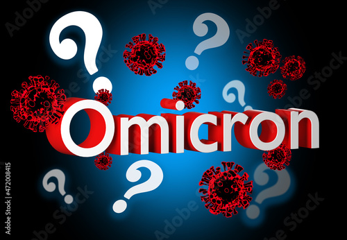 Omicron Covid variant B.1.1.529. Coronavirus, COVID-19. E484Q L452R.COVID 19 Delta plus variant Sars ncov 2 2021.Mutated coronavirus SARS-CoV-2. 3D render  New OMICRON Virus strain photo