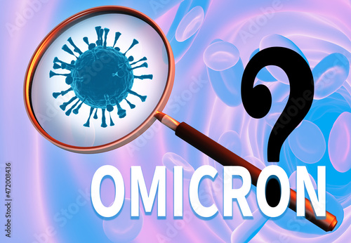 Omicron Covid variant B.1.1.529. Coronavirus, COVID-19. E484Q L452R.COVID 19 Delta plus variant Sars ncov 2 2021.Mutated coronavirus SARS-CoV-2. 3D render  New OMICRON Virus strain photo