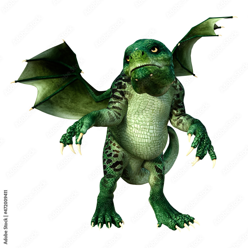 Fototapeta premium 3D Rendering Fairy Tale Dragon on White