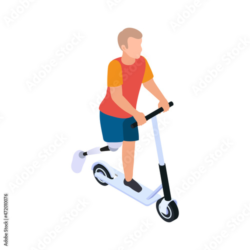 Boy On Kickboard Composition