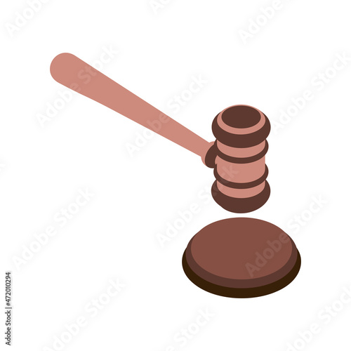 Wooden Gavel Isometric Composition