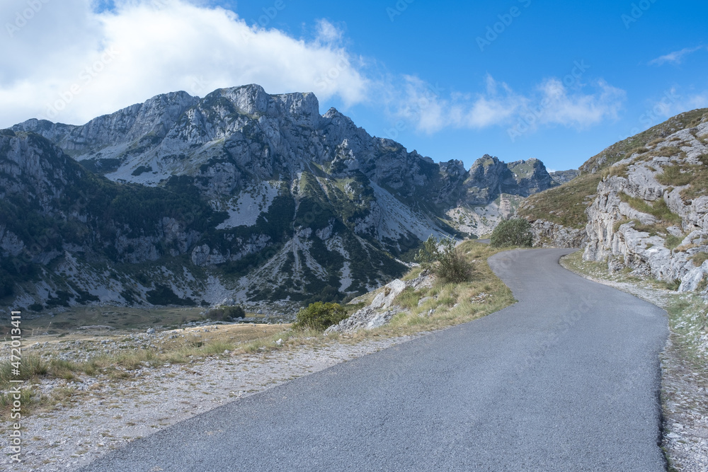 Fototapeta premium Asphalt road in National park Durmitor Mountains in Montenegro. 
