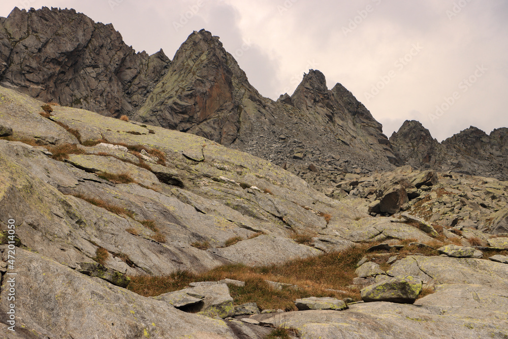 Majestätischer Gebirgskamm; Cresta Cecilia in den Bernina-Alpen Majestätischer Gebirgskamm; Cresta Cecilia in den Bernina-Alpen