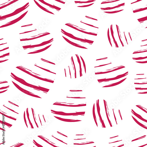 Dark pink striped hearts seamless pattern. Background for wallpapers, gift boxes, textiles, papers, fabrics, web pages. For Valentine's Day.