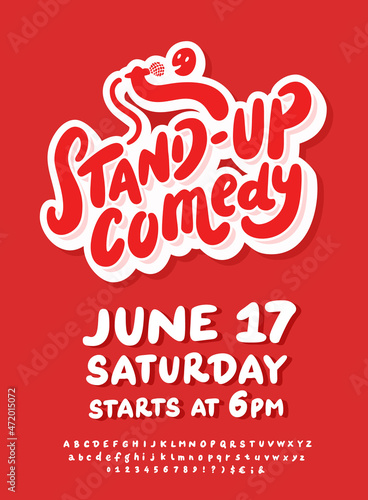 Stand up comedy. Vector lettering poster template.