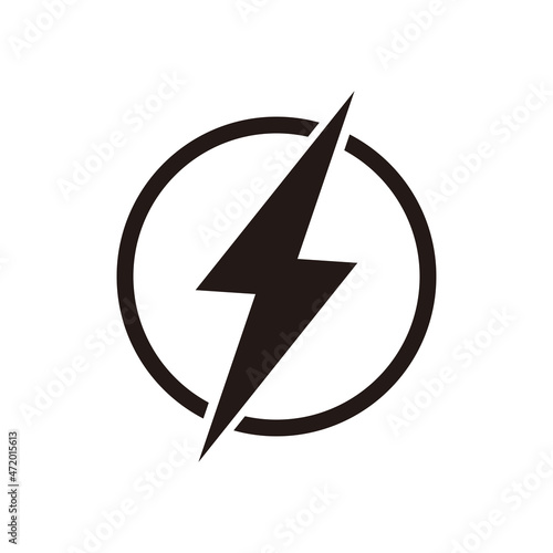 Lightning bolt in the circle icon. Energy sign isolated on white background
