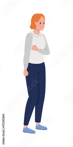 Stressed employee semi flat color vector character. Posing figure. Full body person on white. Corporate work isolated modern cartoon style illustration for graphic design and animation