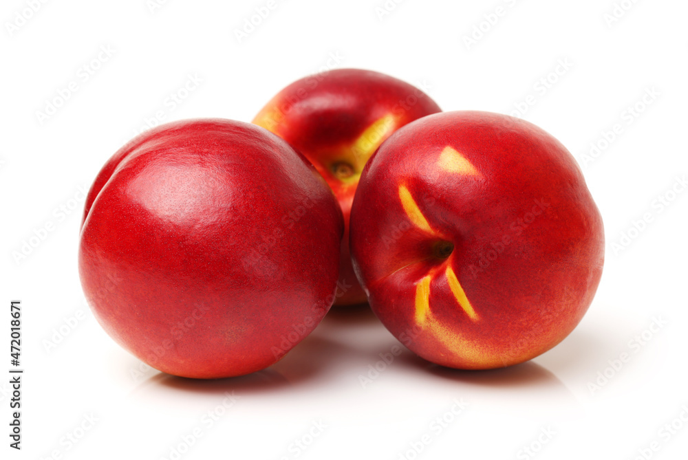 ripe peach on white background