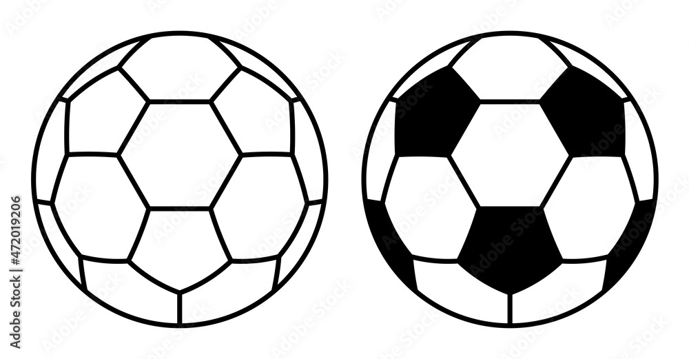 Linear icon. Black and white classic soccer ball icon. Simple black and white vector isolated on white background Linear icon. Black and white classic soccer ball icon. Simple black and white vector isolated on white background