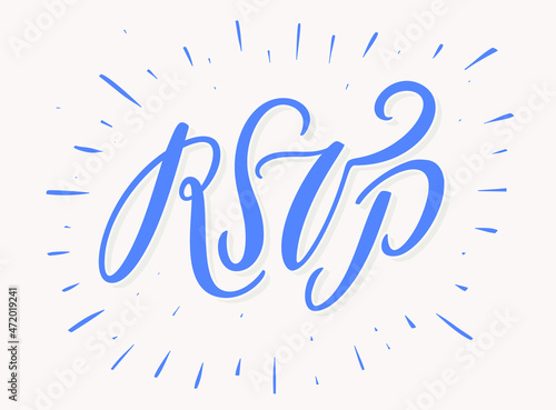 RSVP. Vector handwritten lettering card. 
