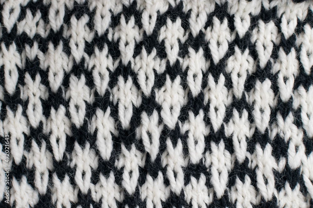 black and white knitting mosaic stitch background 