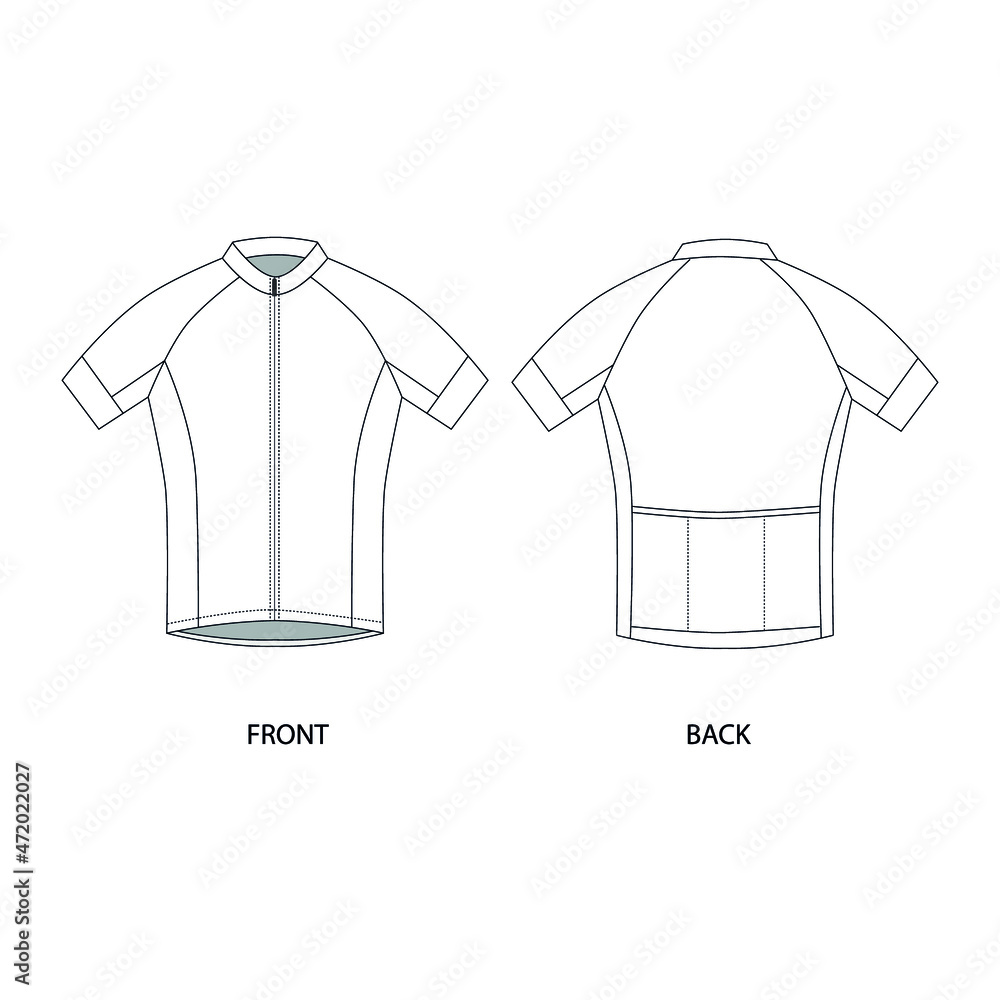 Cycling jersey design template, vector. Jersey vector blank technical