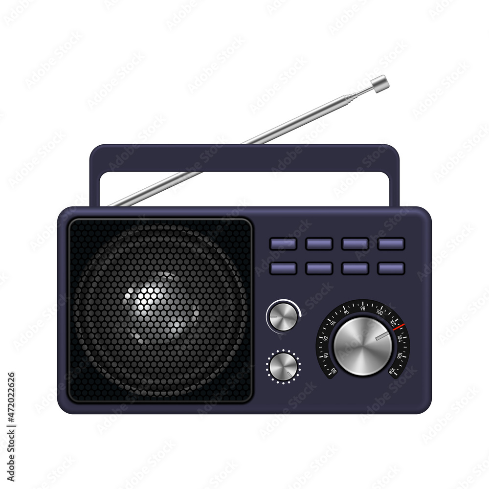 Retro radio receiver with antenna on white background. Vector illustration. Retro radio receiver with antenna on white background. Vector illustration.