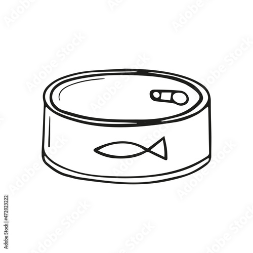 vector icon of a tin can, isolated doodle, conservation, hiking and camping