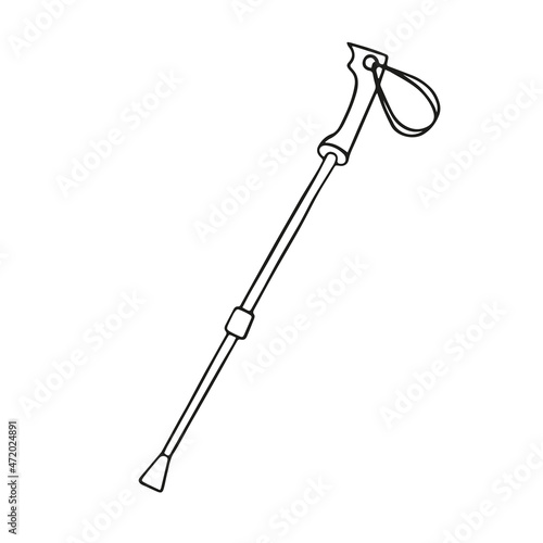 vector doodle icon hiking stick, sports equipment, isolated