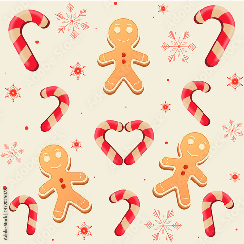 Christmas pattern, cookies, candy, snowflake, snow
