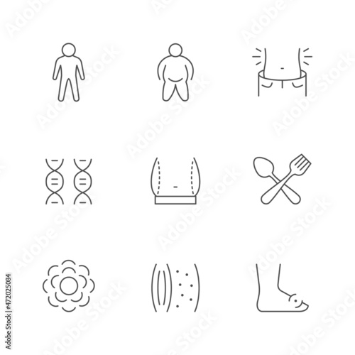 Set line icons of obesity