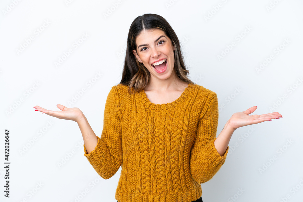 Young Italian woman isolated on white background with shocked facial expression Young Italian woman isolated on white background with shocked facial expression