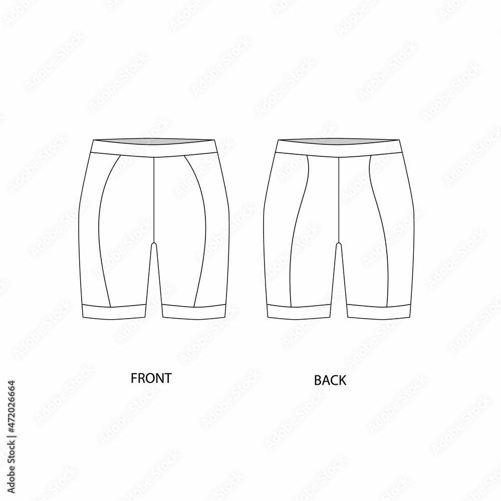 Vector illustration of athletic shorts. Cycling shorts template for