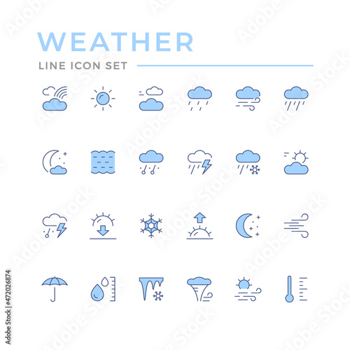 Set color line icons of weather