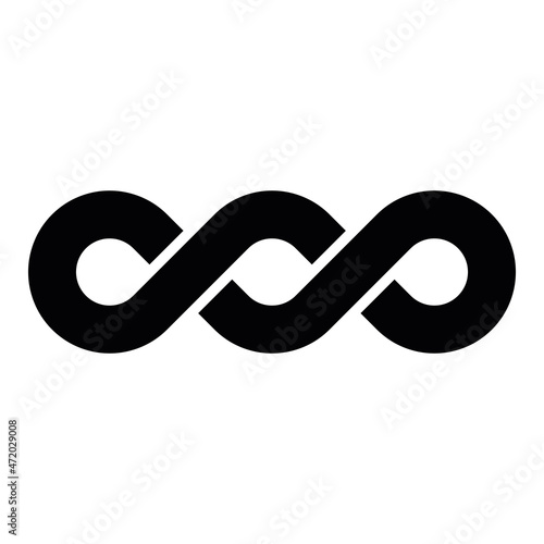 Black double infinity vector symbol