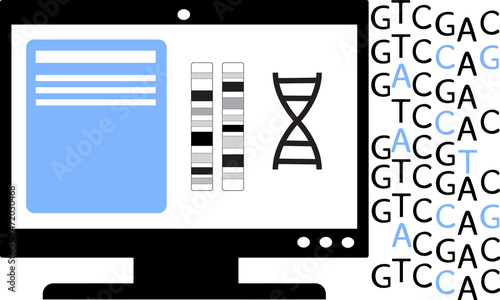 Bioinformatics concept illustrated by data analysis of biological and genomic data